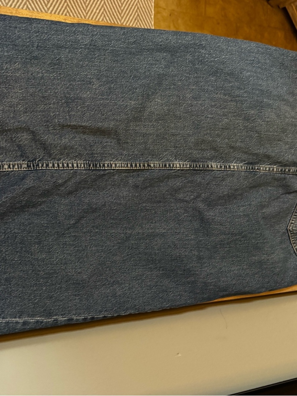 stradivarius Blue Straight-Leg Jeans Skirt with Front Slit raw hem - Picture 8 of 8